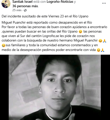 Logroño tres jóvenes se ahogaron en el río Upano y uno permanece desaparecido