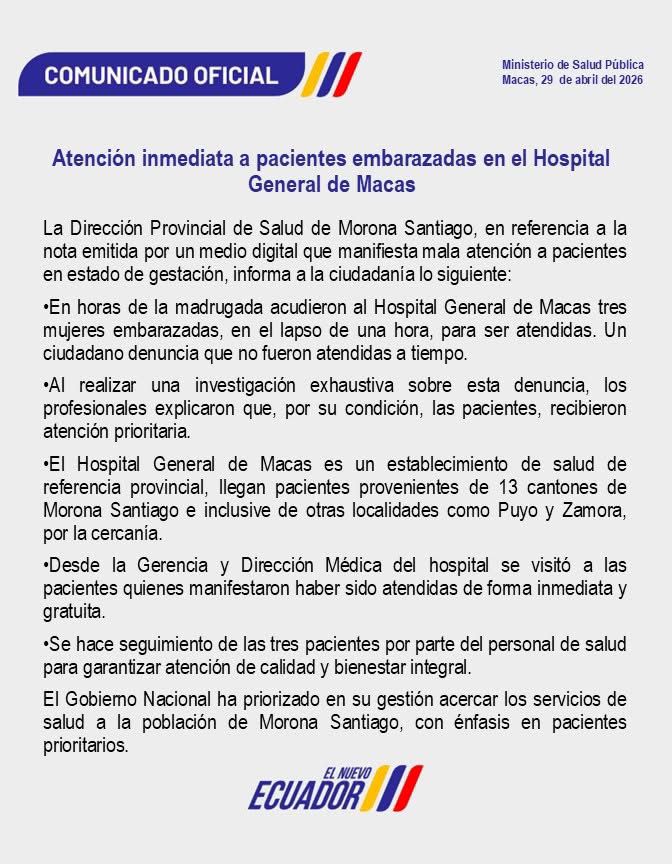 Denuncia por presunta falta de atención a mujeres en labor de parto en Macas 