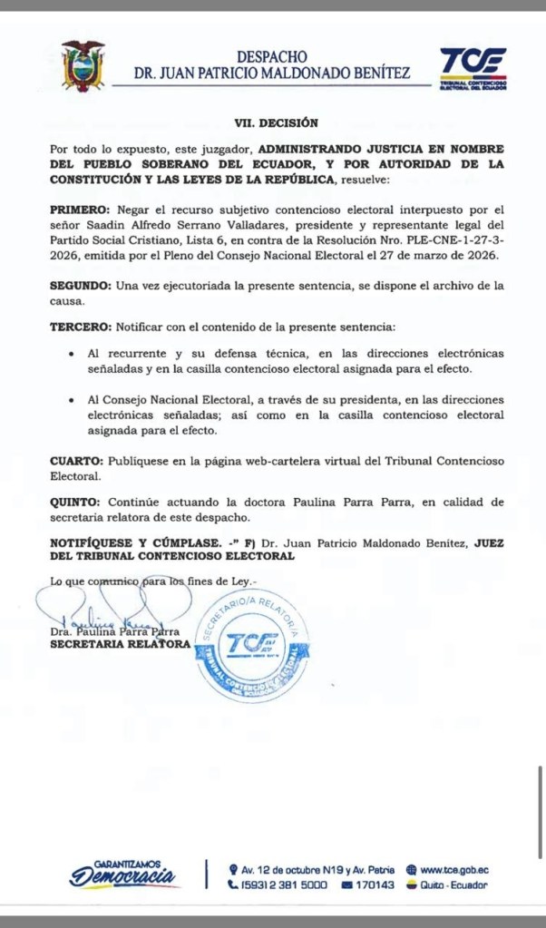 Dilema por denuncia en el TCE presentada por el PSC en contra de la modificación del calendario de elecciones