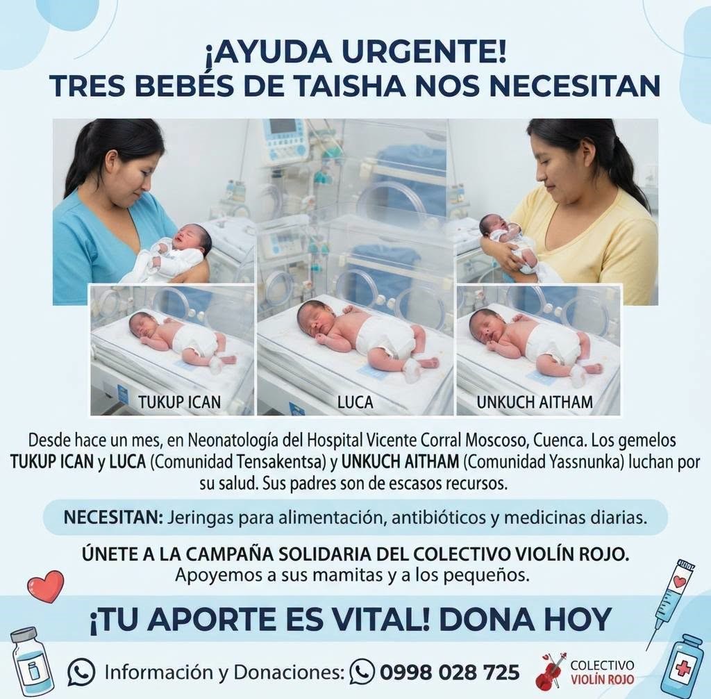 Tres bebés de Taisha permanecen hospitalizados en Cuenca y necesitan ayuda